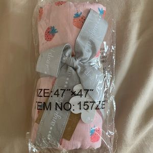 Angel Dear Pink Strawberry Swaddle Blanket